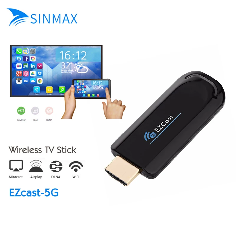 New EZCAST 5G HDMI 1080P TV Stick Dongle display DLNA Miracast Airplay DLNA Chromecast Stick For IOS Android Windows Smartphone
