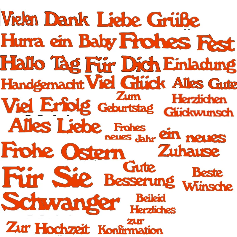 

German Universal Words Pattern Metal Cutting Dies Stencil Scrapbooking album Embossing For Paper Card DIY Crafts New 2019