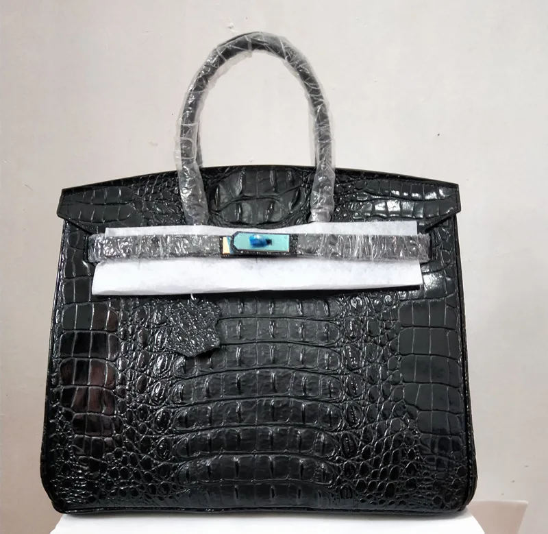 

Women Famous Brand with Logo Platinum Crocodile Stripes Handbag Genuine Leather Gold Hardware Tote Luxury Female Crossbody Bag