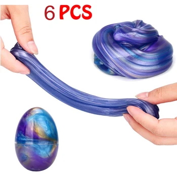 

6PCS Easter Egg Shiny Colorful Jelly Crystal Slime Mud Creative Modeling Children Intelligent Playdough LizunKids Clay Toys Gift