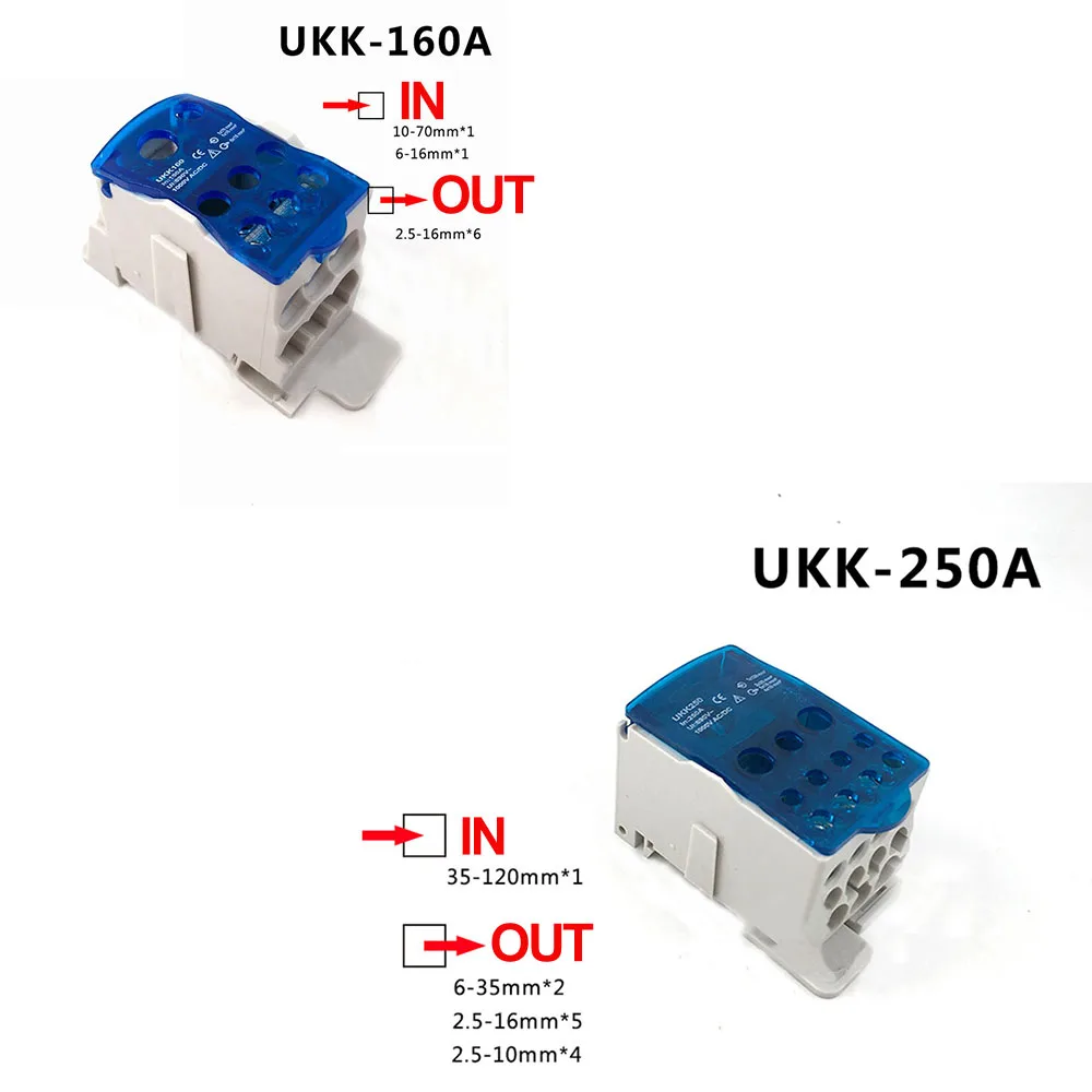 1 шт. UKK80A UKK125A UKK160A Соединительный клеммный блок 1 во многих из din-рейку распределительная коробка