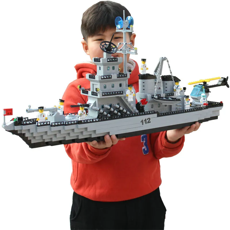 

sermoido Militarye Building Blocks Toys For Children Gifts War Heros Battleship Helicopter Weapon Compatible With Legoings