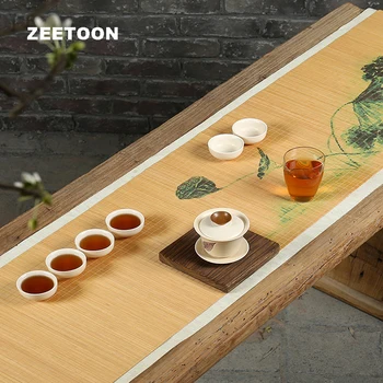

70.8 Inch X 13.7 Inch Japanese Zen Vintage Bamboo Table Runners Tea Curtains Cover Tea Mats Tea Set Accessorie Coffee Tablecloth
