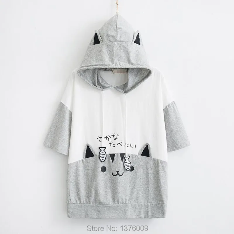 OTXA 3D Sommer Kurzarm Anime Beach Beauty Girl T-Shirt Casual Seaside Kawaii Katzenm/ädchen Shirt Cosplay Katzenm/ädchen Loli Shirt