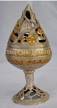 

Chinese Chinese hand-carved gilded copper utensil Smoked furnace statue 041