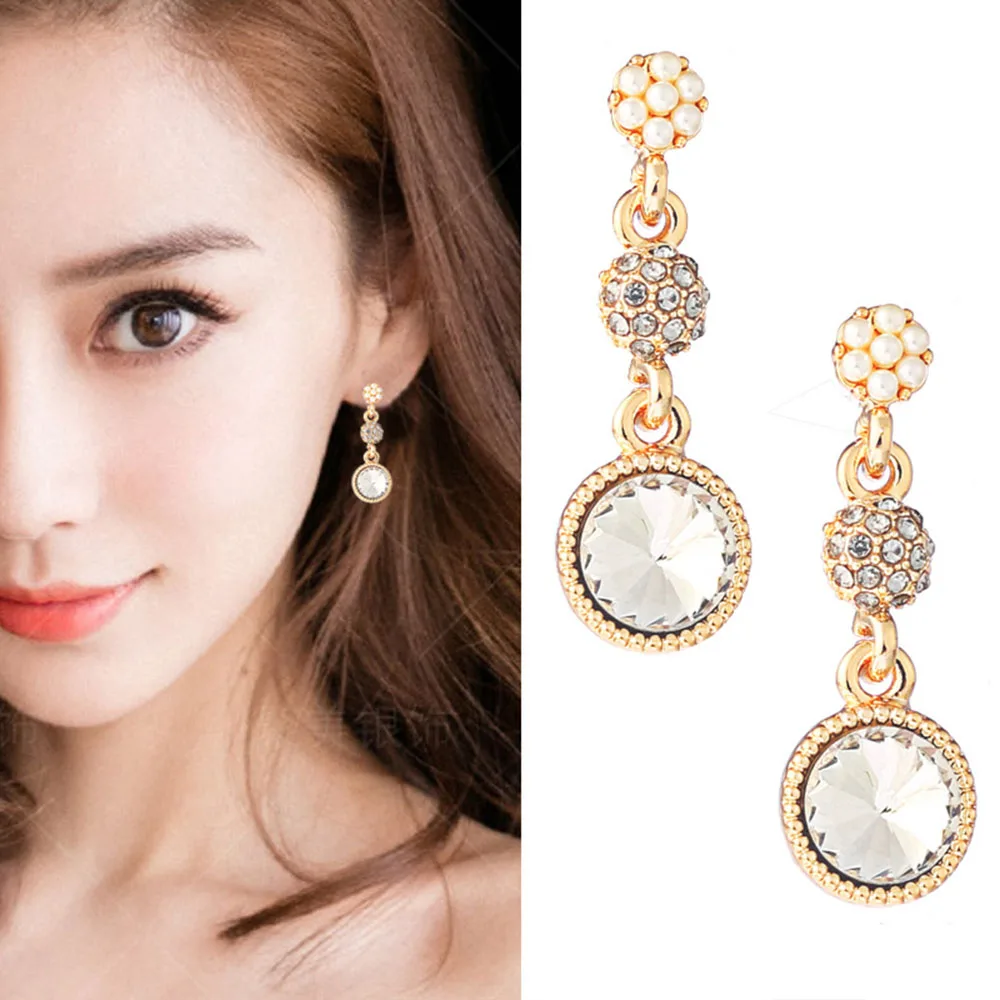 

JIOFREE Long Rhinestone Simulated Pearl Clip on Earrings Without Piercing for Women Party Weddng Luxury Ear Clip Female Jewelry