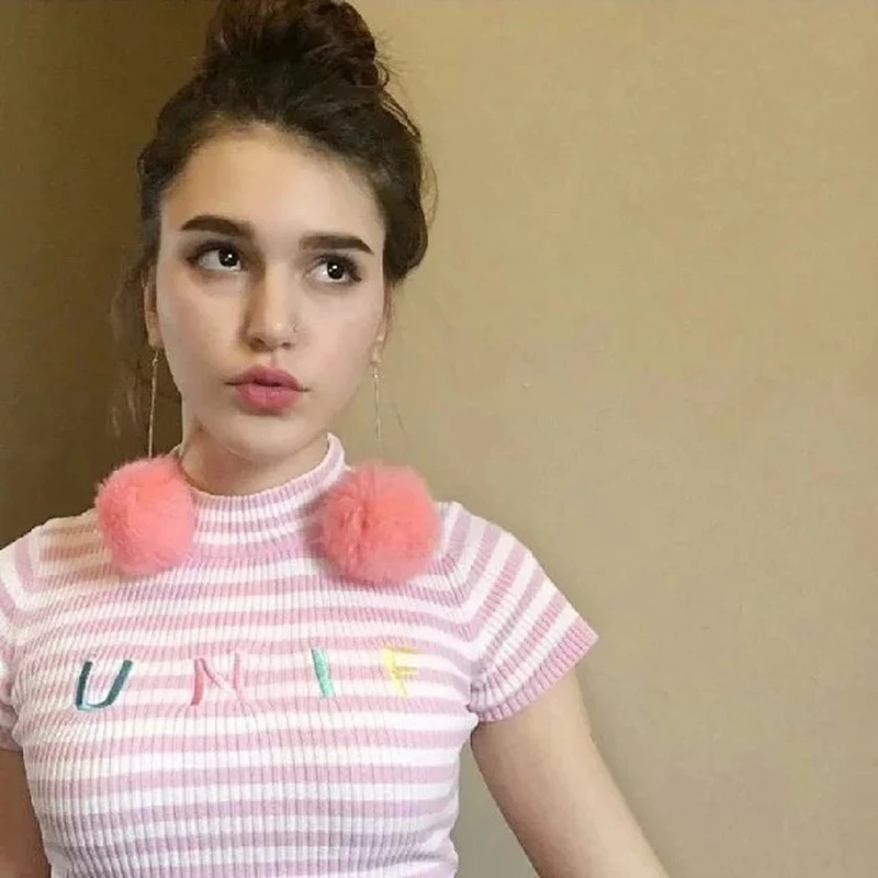 Runway UNIF Sweater Women Turtleneck Striped Letter Pull Femme Short Sleeve Knitted Sweaters and Pullovers Sueter Mujer