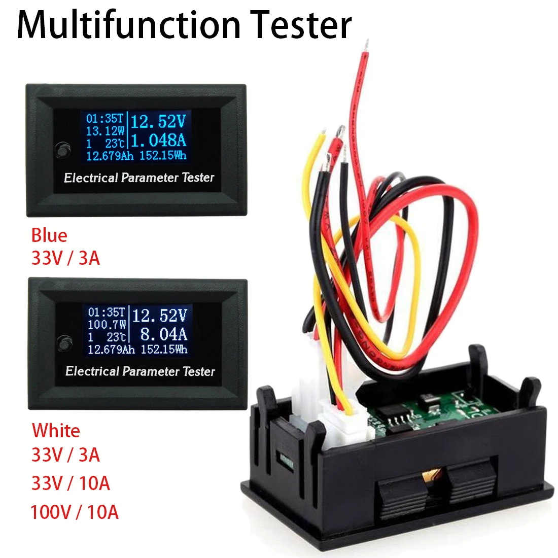 7in1 Multifunctional Battery capacity tester DC 100v 33v 10A Voltmeter Ammeter Power Meter Thermometer Timer energy meter