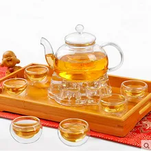 600 мл термостойкий стеклянный чайный сервиз/чайник, чайный сервиз, включающий 6 двойных чашек+ грелка+ 5 свечей, стеклянный чайник