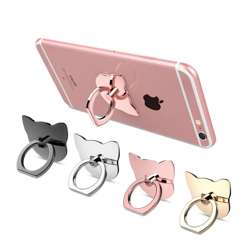 

Cute Cat Finger Ring Cell Phone Holder for Iphone XS Max XR X 8 Mobile Phone Stand 360 Degree Socket Universal Car Support Clip