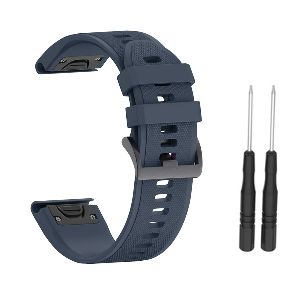 Силиконовый ремешок для часов Garmin Fenix 5/5Plus 15 цветов темно синий/армейский