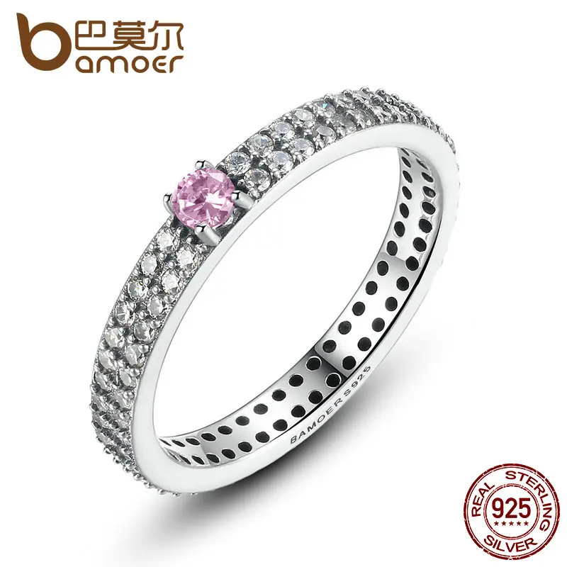 Prix pour BAMOER 925 Sterling Argent Rose Pierre avec Petit Cristaux Bague pour Femmes De Mode de Fiançailles Bijoux SCR003 Prix pour BAMOER 925 Sterling Argent Rose Pierre avec Petit Cristaux Bague pour Femmes De Mode de Fiançailles Bijoux SCR003