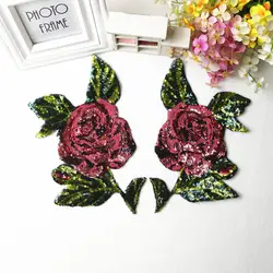 Розовый flowerpair блестки Патчи для наклейки одежды одежда пришить parches bordados Para Ropa Toppe в vestiti
