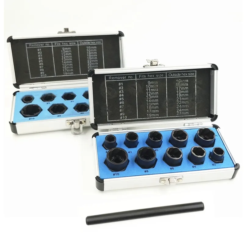 

10Pcs Damaged Bolt Removal Socket Tool Nut Screw Remover Extractor Removal Set Nut Black Low High Style For Home repair