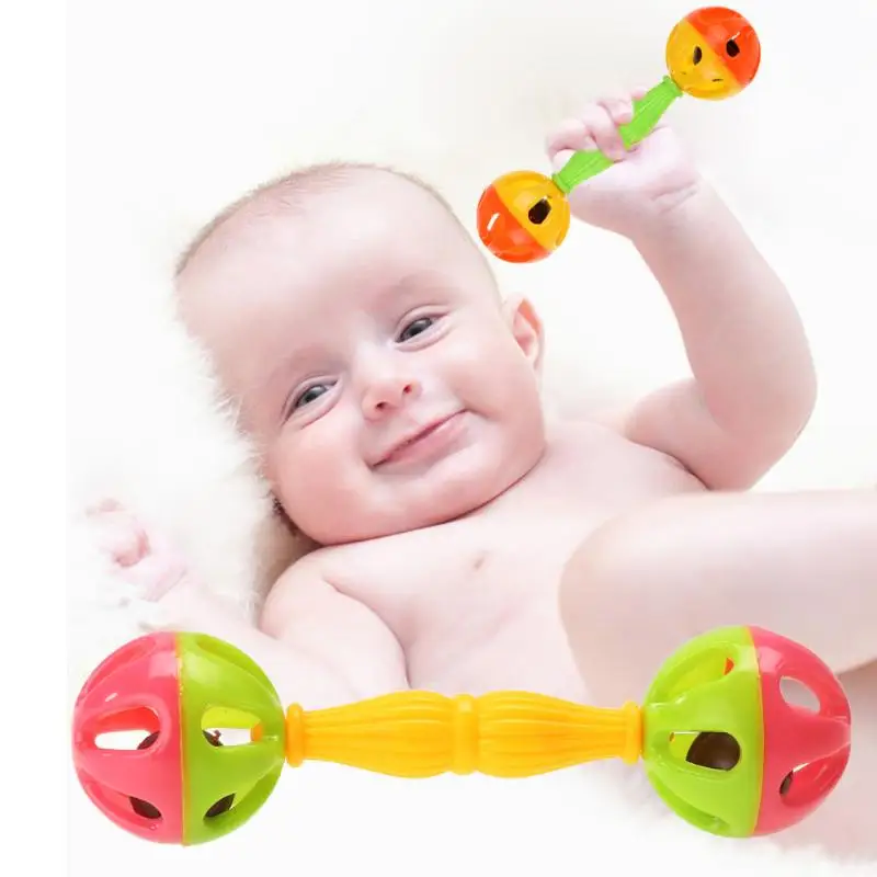 Детские игрушки погремушки, встряхивающие гантели, пластиковый ручной колокольчик, раннее развитие, детские игрушки 0-12 месяцев, Детская Музыкальная погремушка