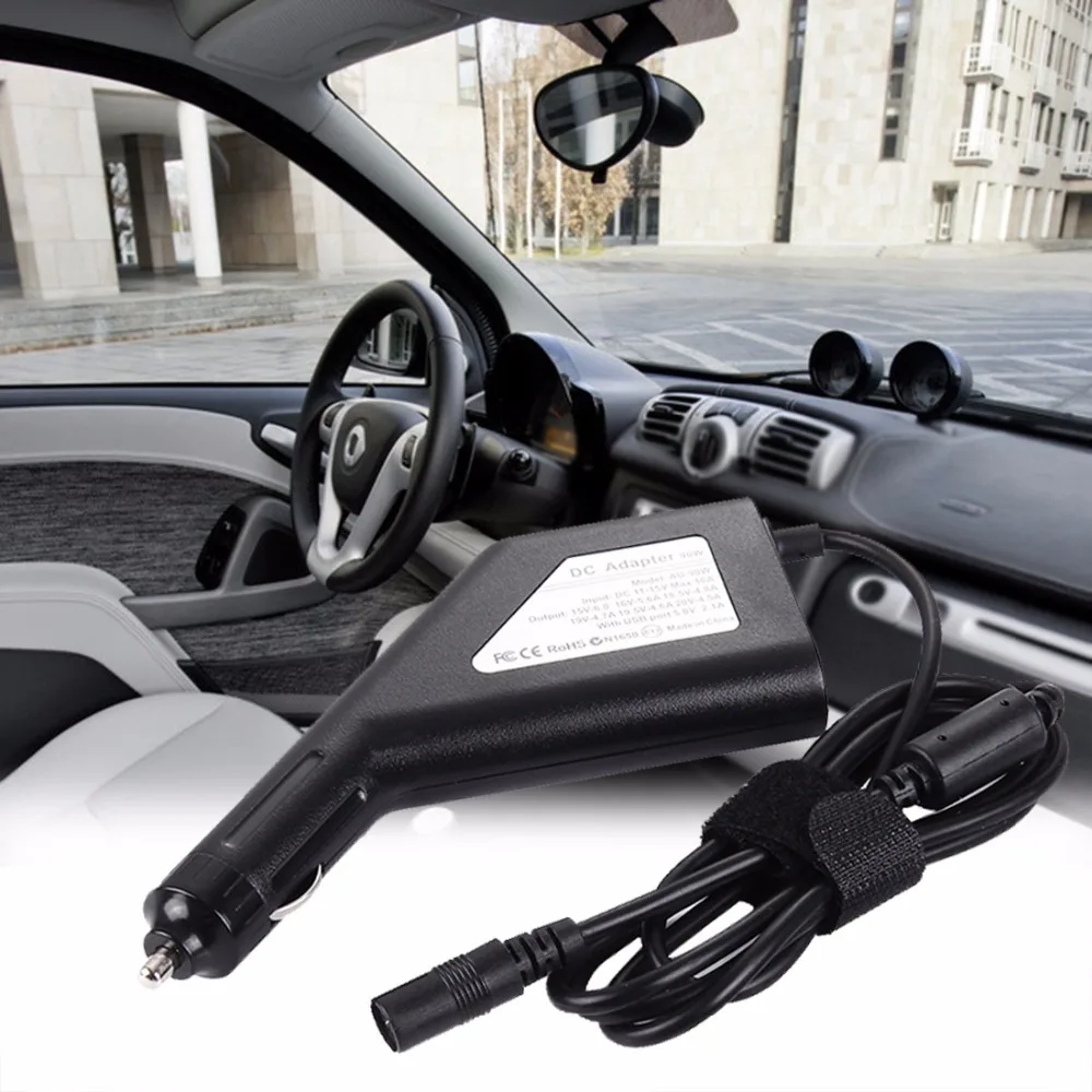 Laptop Notebook Power 90W Universal Car Charger with 8 Power Adapters & 1 USB Port for Samsung