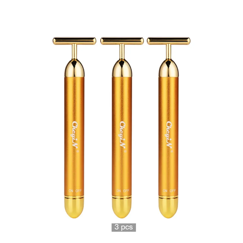 3 шт. ролик для лица Массажер 24K beauty Bar Золотой энергетический массажер для лица Уход за кожей красота уход вибрационное средство для подтяжки кожи