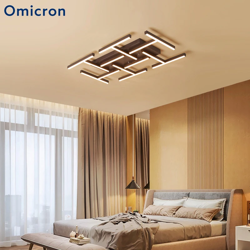

Omicron Creative LED Ceiling Lights Acrylic Brown Frame Lamp Bedroom Living Room Dining Room Home Decor Lighting Luminaria