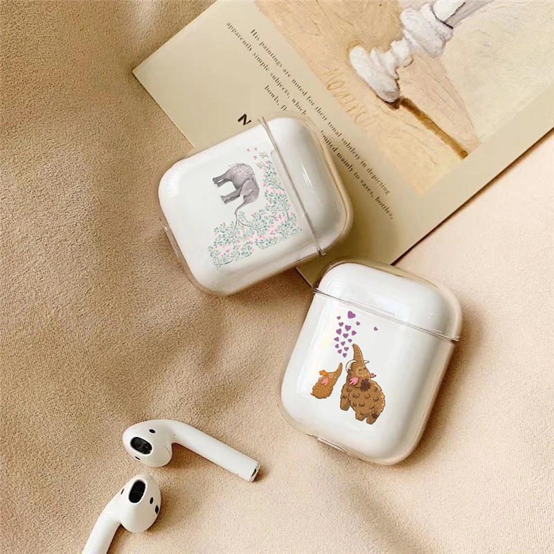 Чехол для Apple AirPods беспроводной Bluetooth наушники прозрачный ПК мультфильм слон чехлы протектор сумки для гарнитур