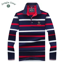 JUNGLE ZONE Топы И Футболки мужские рубашки поло модные стильные зимние полосатые брендовые рубашки поло с длинным рукавом мужские поло одноцветные рубашки поло