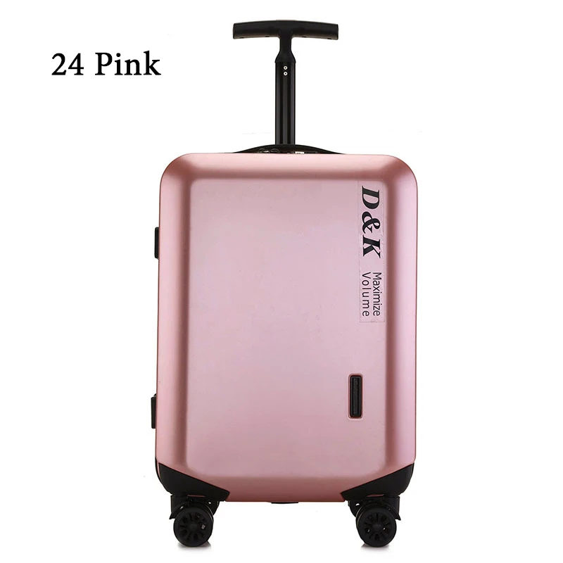 20'24'28' багаж на молнии, чехол из поликарбоната и металлическая сумка на колесиках, чехол на колесиках - Цвет: 24 Pink