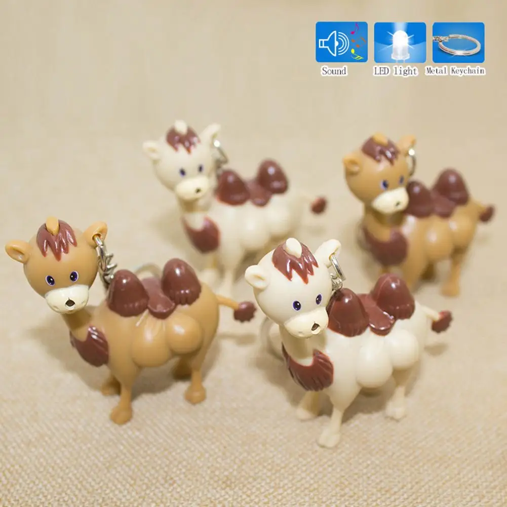 

Cute Cartoon Camel Keychain with LED Light Sound Key Ring Holder Hanging Decor New