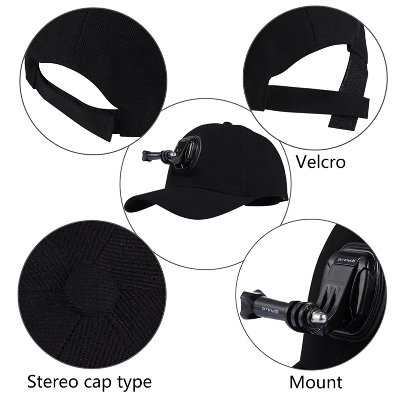 3 in1 Baseball Hat Adjustable Sun Cap Hat With J-Hook Buckle Mount For GoPro HERO 7 6 5 4 DJI OSMO Action Cameras Accessories (4)
