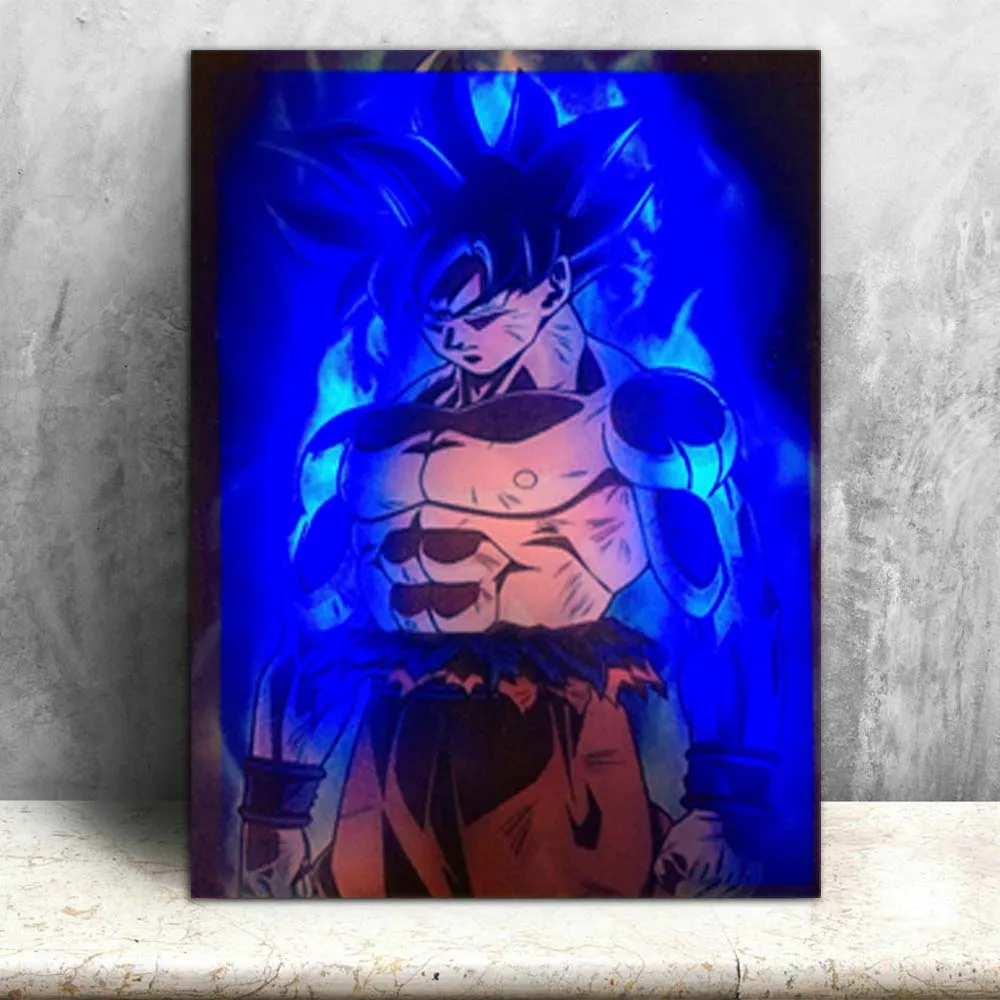 RGB Led холст настенные декоративные с дистанционным управлением Dragon Ball и super Goku картина холст печать освещает живопись плакат Декор