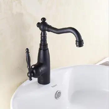 

Free shipping Classic Black finish Bathroom Basin Faucet swivel brass bathroom faucets single handle 731015-H