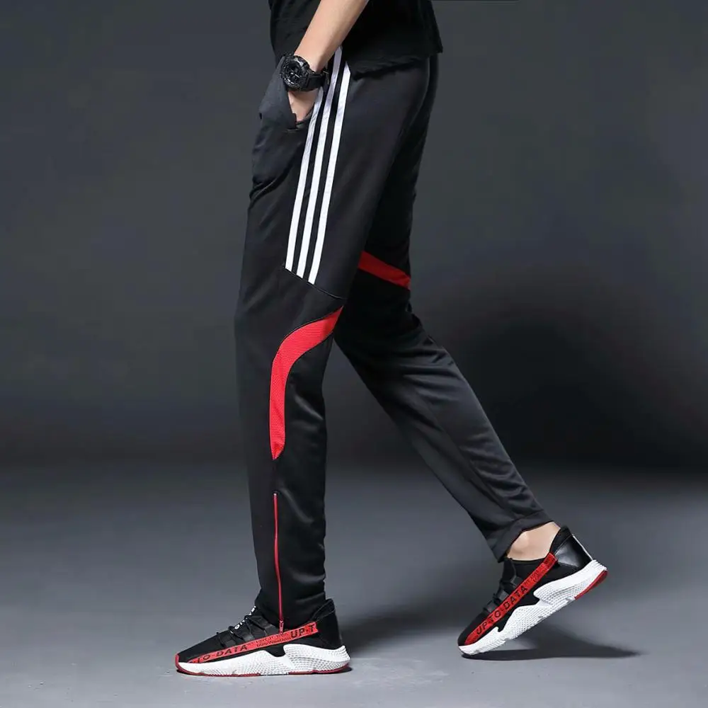 Мужские спортивные штаны для бега с карманами на молнии, спортивные штаны для футбола, тренировок, эластичные леггинсы, штаны для бега, спортзала - Цвет: K801 pants red