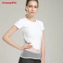CrazyFit сексуальные сетчатые открытые женские футболки для йоги с коротким рукавом Одежда для йоги фитнес бег быстросохнущая спортивная одежда