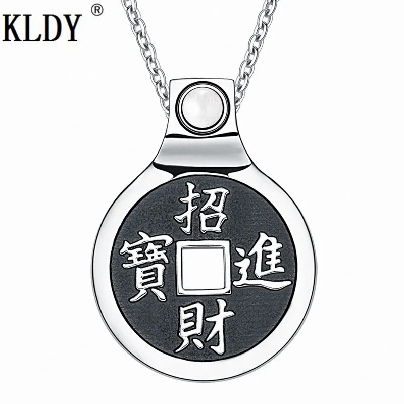 

KLDY Feng Shui Lucky pendant necklace Coin lucky Amulet Kanji Magic and Fortune Powers Unique Charm White Cat's Eye 22"Necklaces