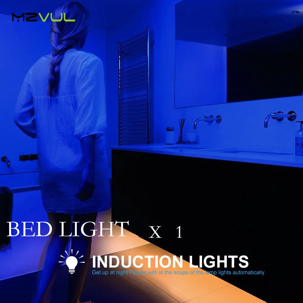 

Motion Activated Bed Light Flexible LED Strip Motion Sensor Night Light with Automatic Shut Off Times for Hallway Stairs Door