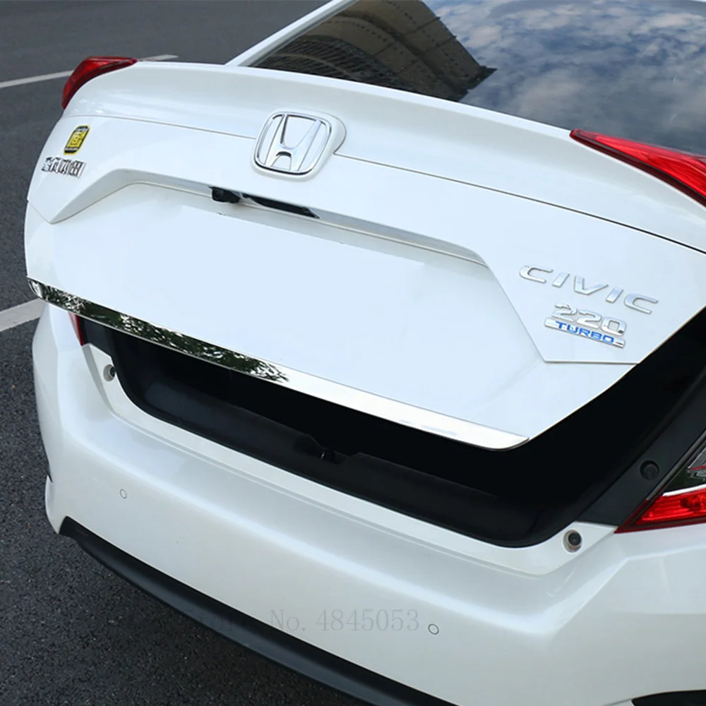 Для Honda Civic 2016 2017 2018 Серебристая Задняя Крышка багажника из нержавеющей стали