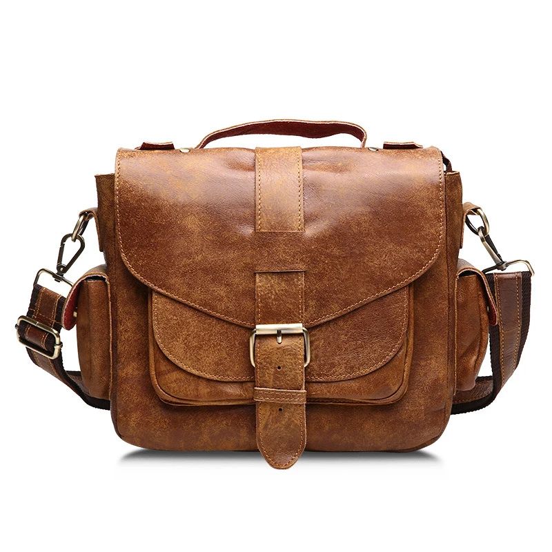 Fashion Men Casual Genuine Leather Shoulder Bag Zipper Cover Solid