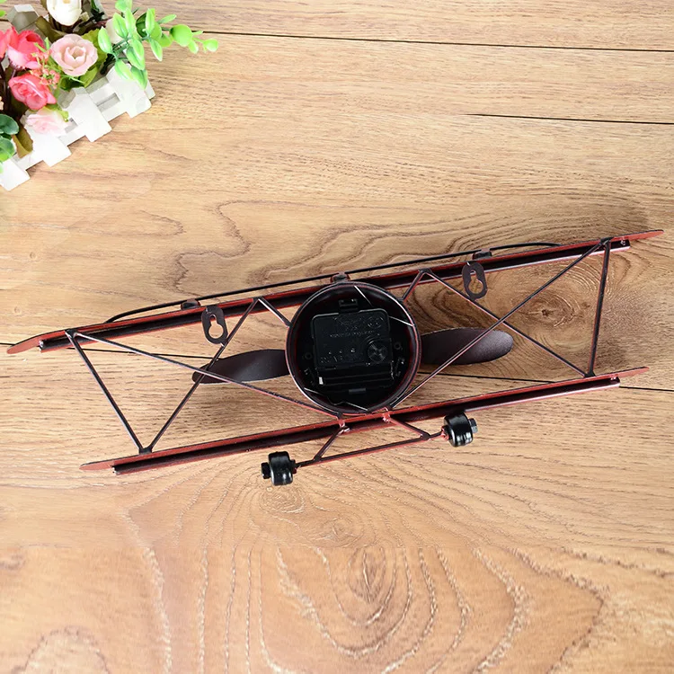 Reloj de avión retro americano creativo, sala de estar, pared de comedor, decoración de pared, colgante de pared, hierro ornamental reloj Reloj de avión retro americano creativo, sala de estar, pared de comedor, decoración de pared, colgante de pared, hierro ornamental reloj