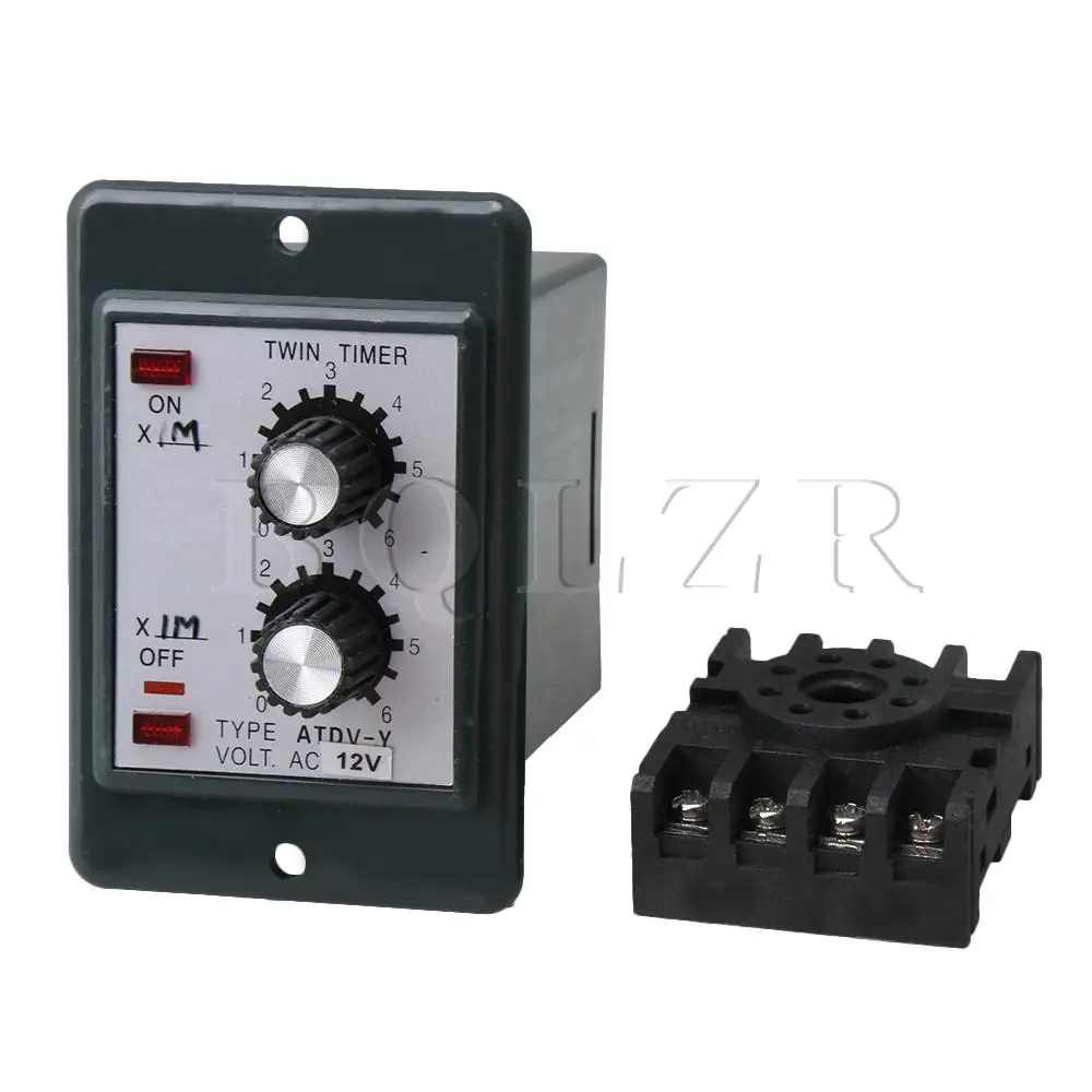 

BQLZR AC12V Delay Timer Repeat Cycle Time Relay Adjustable Time 6M/6M ATDV-Y