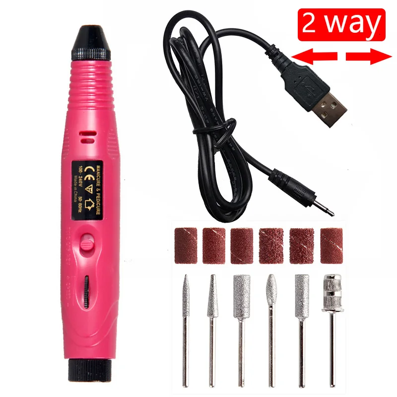 

1 Set USB 2 Way Rotate Electric Nail Drill Machine 15000RPM Pedicure Manicure Machine Gel Cuticle Remover File Tool New Design