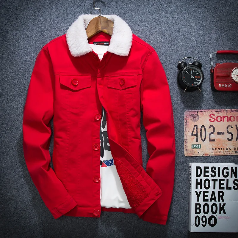 red jean jacket with fur