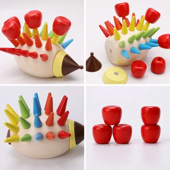 

Early Learning Exercise Hands-on Ability Hedgehog Beads Teaching Aids wooden block toys Montessori educational for Children