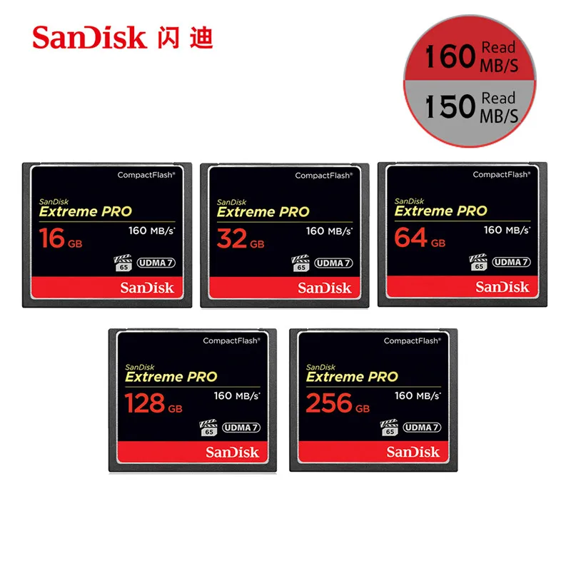 Компактная флеш-карта памяти SanDisk Extreme Pro 32, 64, 128 ГБ, 160MBS, карта CF 128 ГБ, 32 ГБ, 64 ГБ, 256 ГБ, флеш-карта, карта памяти Carte Memoire