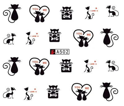 

Nail Sticker Water Decals Cute Cat Lover Nails Slider Art design Decoration Tattoo Manicure Foil Adhesive Wraps Pegatinas Polish
