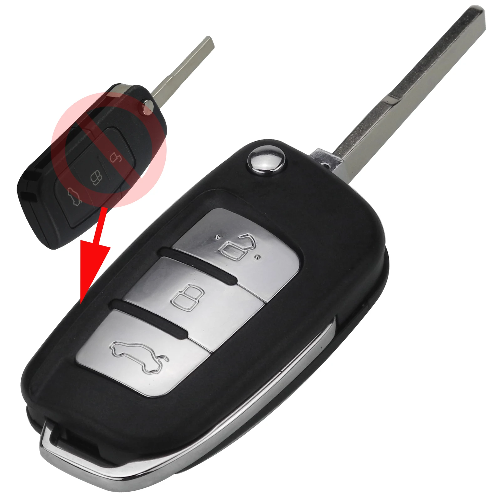 

Kutery 3 Buttons Replacement Car Key Shell Key Case for Ford Focus Fiesta 2013 Fob Case With HU101 Blade Styling