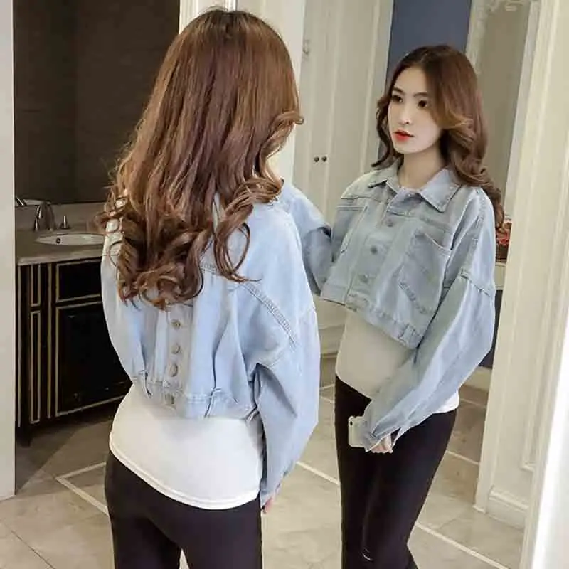 

JUNMA 2018 Women Basic Short Denim Jacket Girls Coat Jeans Jackets Ladies Loose Outerwear Harajuku Coats Plus Size Clothes