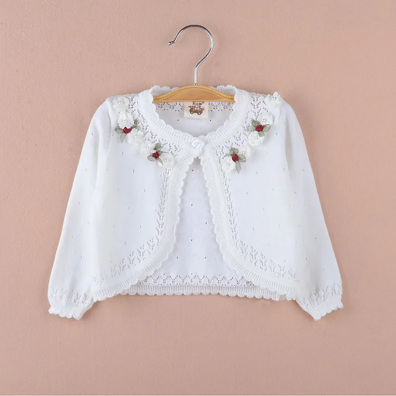 White Baby Girls Sweater Cardigan Spring Jacket Cotton Outerwear Baby