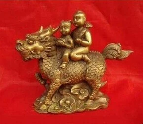 

0 Chinese Boy&Girl on Kylin Bronze Figure Statues