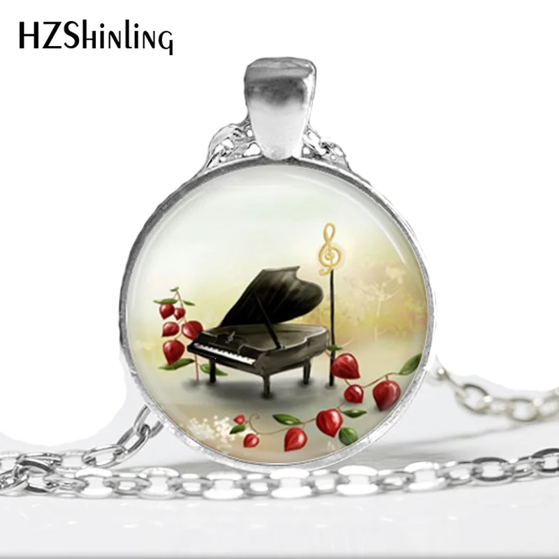 Baby Grand Piano Necklace Music Jewelry Piano keys Treble Clef
