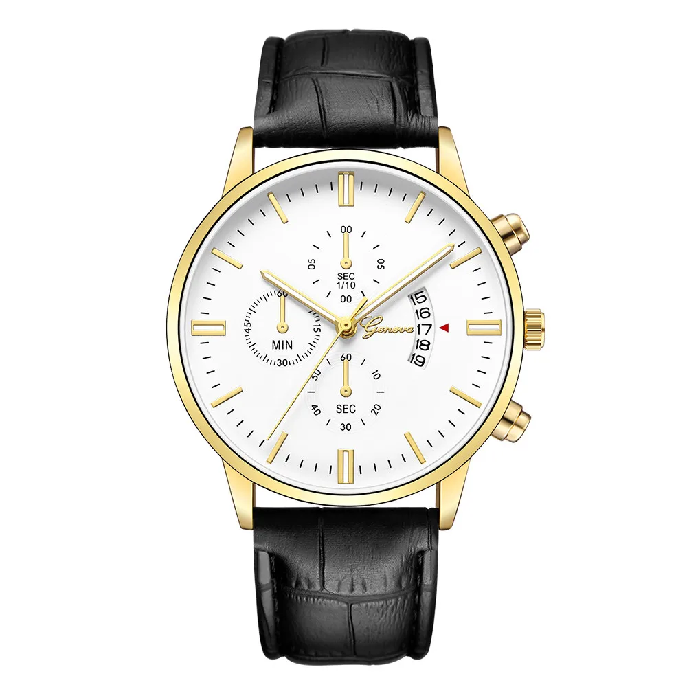 Мужские часы Geneva#627 модные роскошные черные часы с Циферблатом из нержавеющей стали мужские деловые часы montre homme A80 - Цвет: A