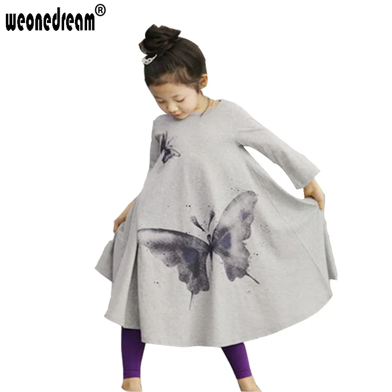 WEONEDREAM/платье для маленьких девочек; коллекция года; зимнее детское платье с длинными рукавами; повседневные платья для малышей с принтом большой бабочки; Одежда для девочек