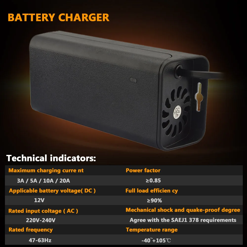 

Full Automatic Car Battery Charger 100V/240V To 12V 5A Smart Fast Power Charging For Wet Dry Lead Acid Digital US Plug